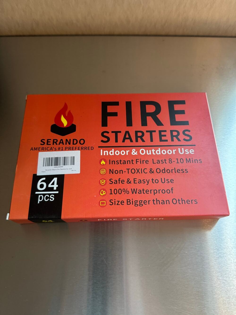 Serando Fire Starters 64 PCS Natural Wood Wax Squares Fireplace Campfire Grill